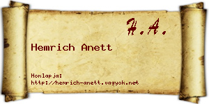 Hemrich Anett névjegykártya